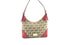 MICHAEL KORS MILLBROOK COLLECTION SIGNATURE MK JACQUARD HOBO BAG BEIGE/RED