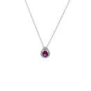 DIAMOND & RHODALITE NECKLACE 1.24G 14K-W/G, 1-PEAR CUT RHODALITE 0.30CTW, 21-ROU