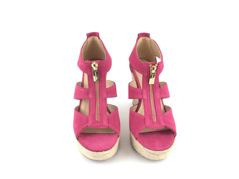 MICHAEL KORS SUEDE DAMITA WEDGE SANDALS PINK SIZE 7