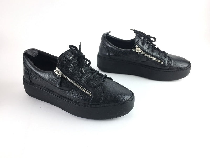 GIUSEPPE ZANOTTI DOUBLE ZIP LOW SNEAKER BLACK SZ 9