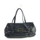 PRADA BLACK LEATHER PUSHLOCK SHOULDER BAG