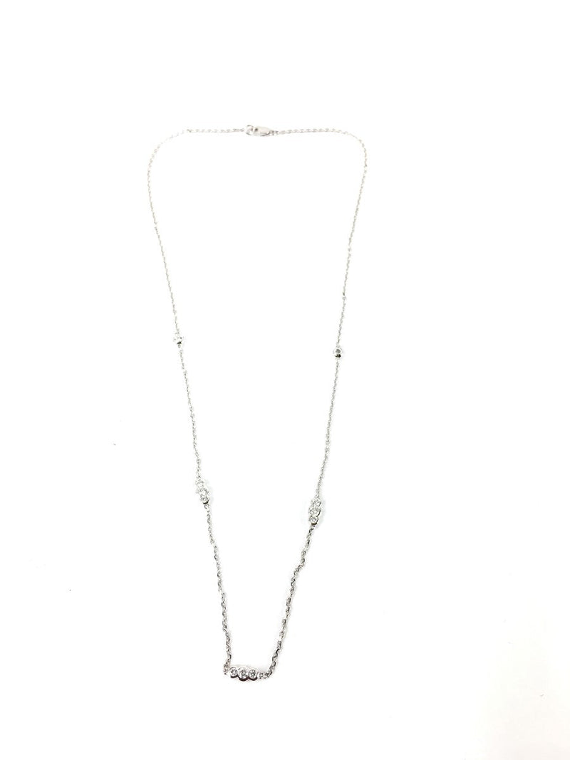 Station Diamond Necklace 10 Diamonds .50 Carat T.W. 14K White Gold 4.21g