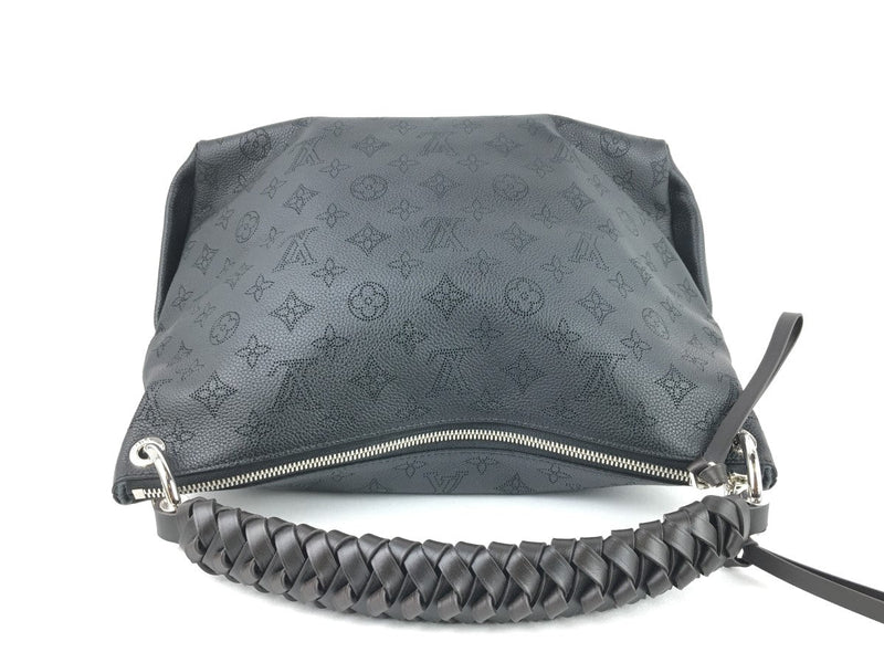 LOUIS VUITTON PERFORATED MAHINA LEATHER BEAUBOUGE HOBO MM BLACK