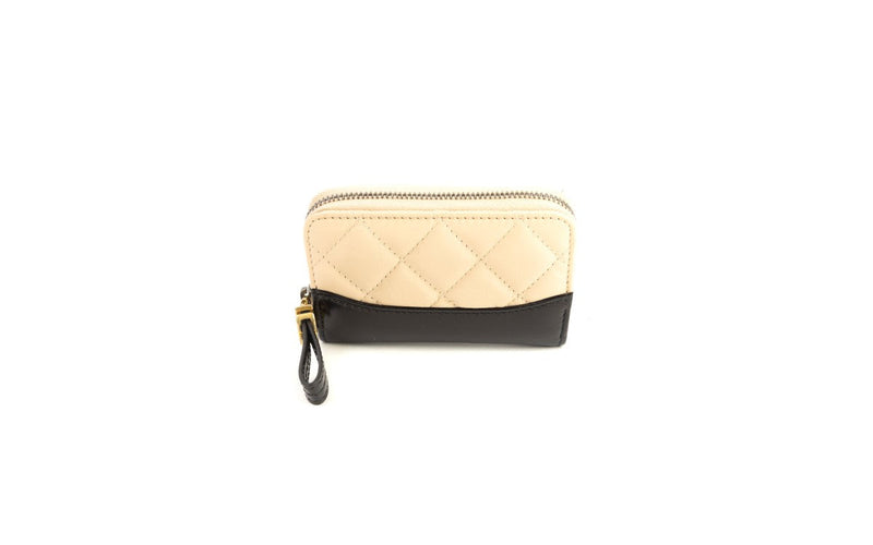 CHANEL AGED CALFSKIN GABRIELLE ZIPPED COIN PURSE BEIGE/BLACK