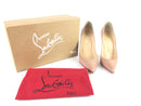 CHRISTIAN LOUBOUTIN PIGALLE FOLLIES 100 PATENT HEELS NUDE SIZE 38