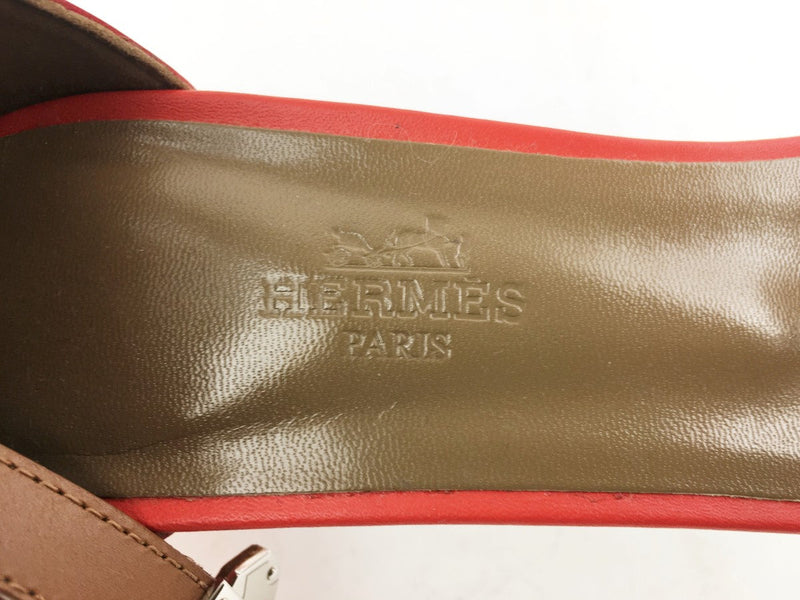 HERMÈS MANEAGE LEATHER CALFSKIN SANDALS RED