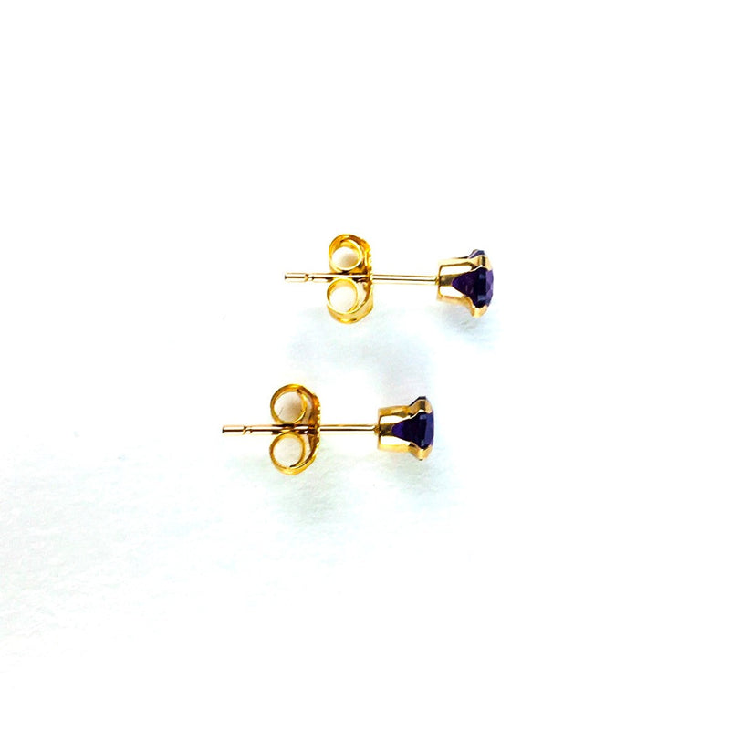 Amethyst Gold-Stone Earrings 10K Yellow Gold 0.36g