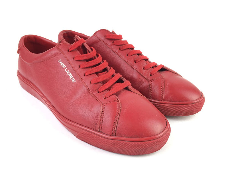 YVES SAINT LAURENT LEATHER ANDY LOW TOP SNEAKERS RED SIZE 11