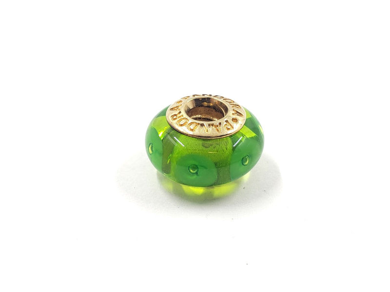 Pandora Gold Green Mystic Murano Charm 14K Yellow Gold 3.61g