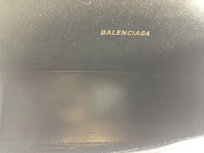 BALENCIAGA XS HOURGLASS CROC-EMBOSSED LEATHER TOP HANDLE BAG
