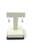 Synthetic Blue Topaz Gold-Stone Earrings 10K White Gold 1.87g