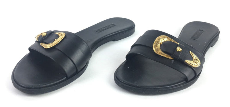 VERSACE MEDUSA WESTERN SANDALS BLACK SIZE 38 (US 8)