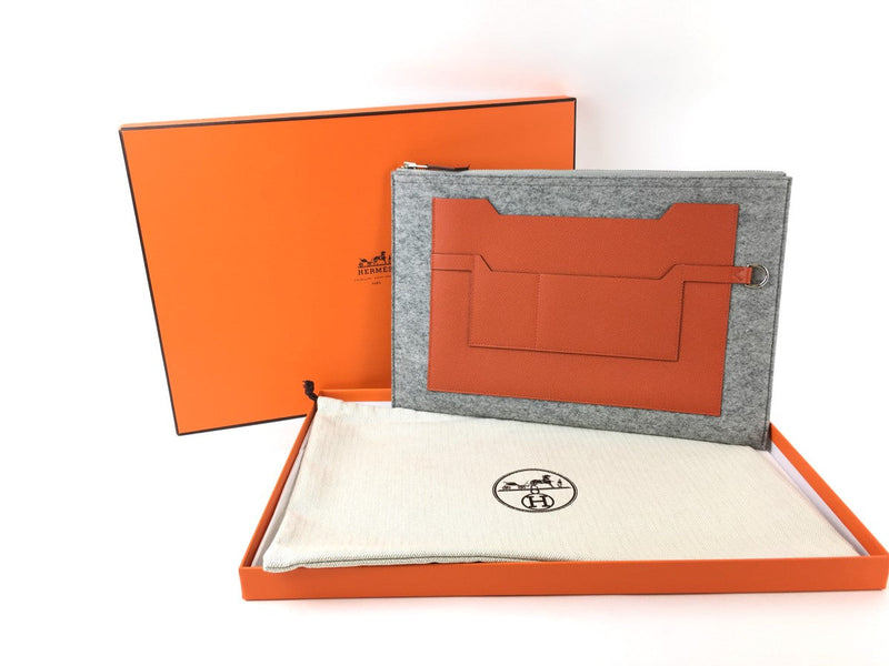 HERMÈS WOOL FELT CLUTCH HANDBAG