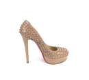 CHRISTIAN LOUBOUTIN PATENT LEATHER ALTI PUMP SPIKES HEELS NUDE SIZE 39 (US 9)