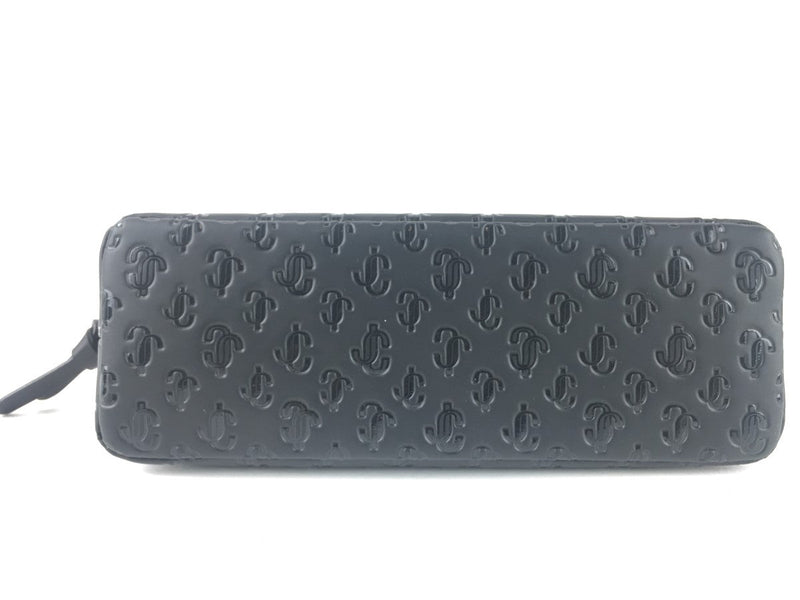 JIMMY CHOO JC MONOGRAMMED LEATHER COSMETIC CASE BLACK