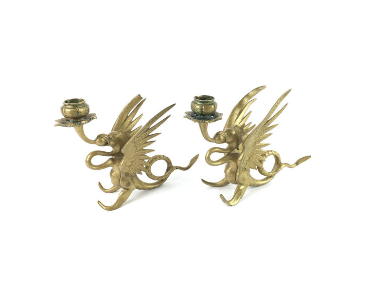 TIFFANY & CO BRASS GRIFFIN CANDLEABRA'S