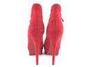 YVES SAINT LAUREN CALFSKIN TRIBUTE 16 LACE UP PLATFORM SANDALS RED SIZE 8