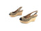 COACH FERRY SIG C JACQUARD WEDGE SANDALS BEIGE SIZE 7