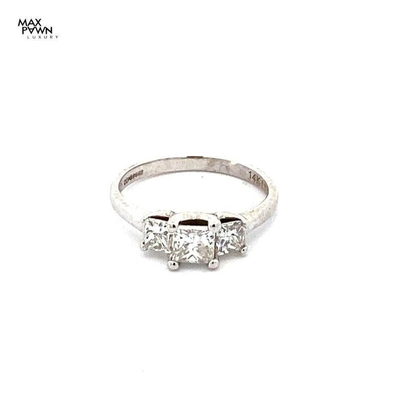 Lady's Diamond Engagement Ring 3 Diamonds 1.00 Carat T.W. 563 White Gold 2.65g