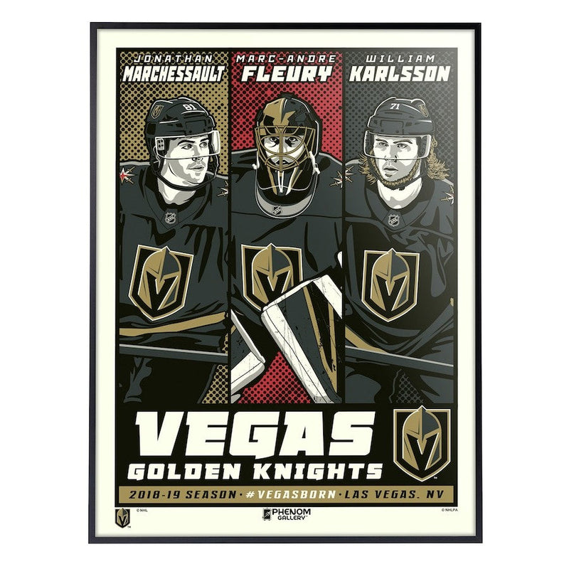 PHENOM GOLDEN KNIGHTS GALLERY POSTER, MARCHESSAULT, FLEURY, KARLSSON, 94/300,