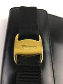 SALVATORE FERRAGAMO VINTAGE LEATHER TRIFOLD WALLET BLACK
