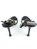 JIMMY CHOO HELIUM PATENT STRAPPY GOLD RING CAGED HEELS