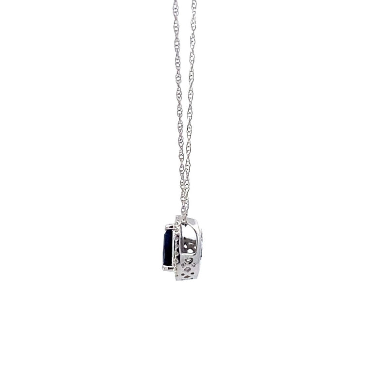 DIAMOND & SAPPHIRE NECKLACE 1.24G 14K-W/G, 35-PEAR CUT SAPPHIRE 0.40CTW, 21-ROUN