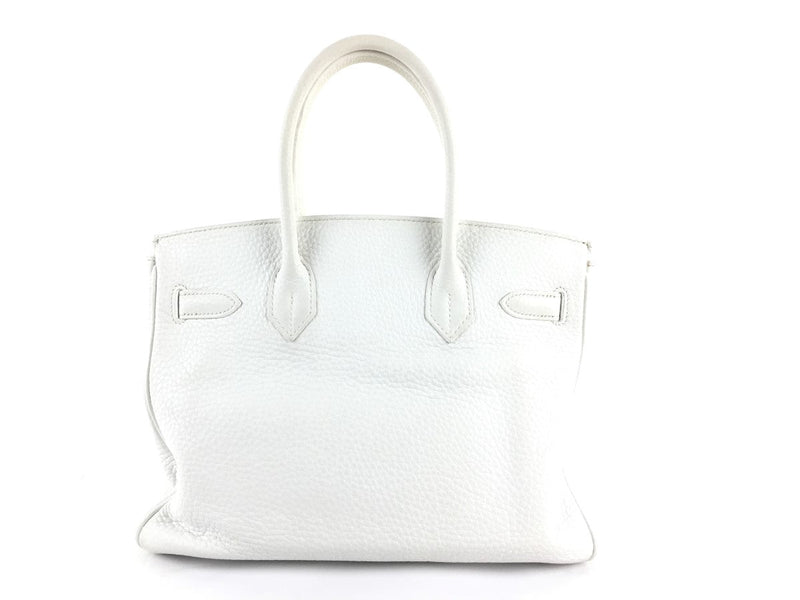 HERMÈS CLEMENCE BIRKIN 30 HANDBAG WHITE PHW