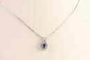 Sapphire Diamond Necklace 23 Diamonds .23 Carat T.W. 18K White Gold