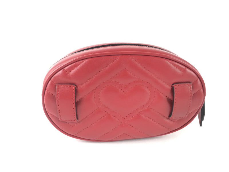 GUCCI CALFSKIN MATELASSE GG MARMONT BELT BAG RED