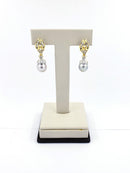 Pearl Diamond Earrings 40 Diamonds 2.00 Carat T.W. 18K White Gold