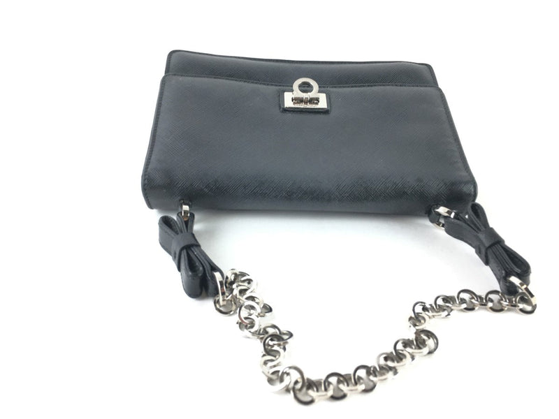 SALVATORE FERRAGAMO MINI LEATHER SHOULDER BAG BLACK