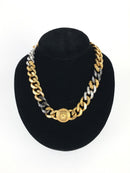 VERSACE TRI COLOR MEDUSA CURB LINK NECKLACE CHAIN