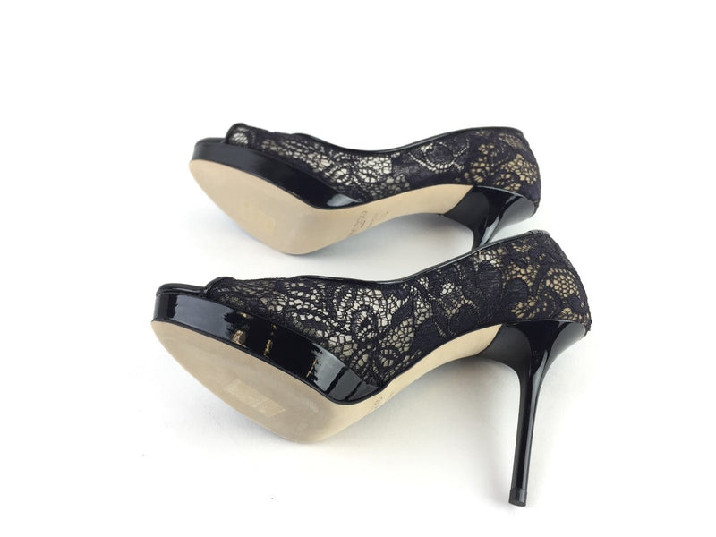 JIMMY CHOO LUNA PEEP TOE LACE BLACK