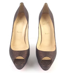 CHRISTIAN LOUBOUTIN BROWN GLITTER ALTADAMA PEEP TOE