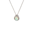 DIAMOND & OPAL NECKLACE 1.24G 14K-W/G, 1-PEAR CUT OPAL 0.21CTW, 21-ROUND BRILLIA