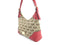 MICHAEL KORS MILLBROOK COLLECTION SIGNATURE MK JACQUARD HOBO BAG BEIGE/RED