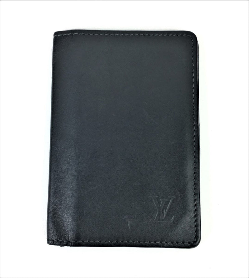 LOUIS VUITTON BLACK LEATHER BILLFOLD CLUTCH WALLET