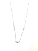 Station Diamond Necklace 10 Diamonds .50 Carat T.W. 14K White Gold 4.21g