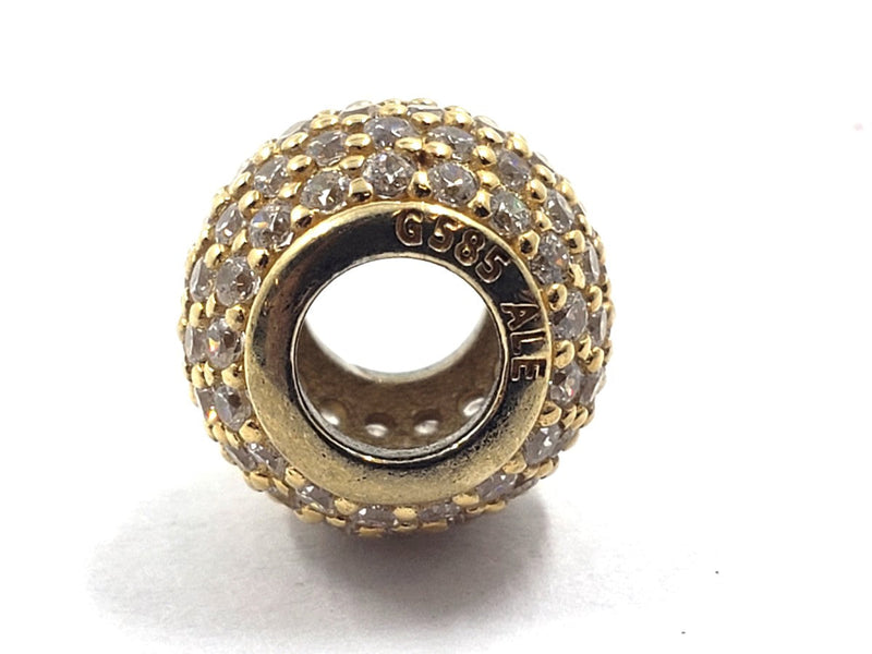 Pandora Gold CZ Pave Ball Charm 14K Yellow Gold 2.35g