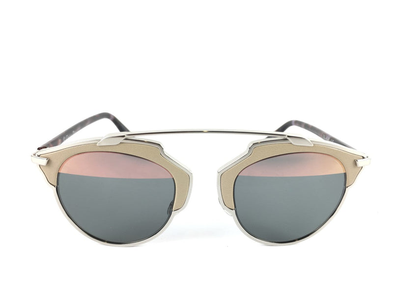 CHRISTIAN DIOR ROSE GOLD SO REAL 48MM LEATHER-TRIM METAL SUNGLASSES