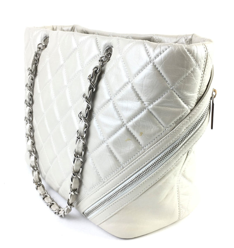 CHANEL AGED CALFSKIN QUILTED LARGE COTTON CLUB TOTE PEARL