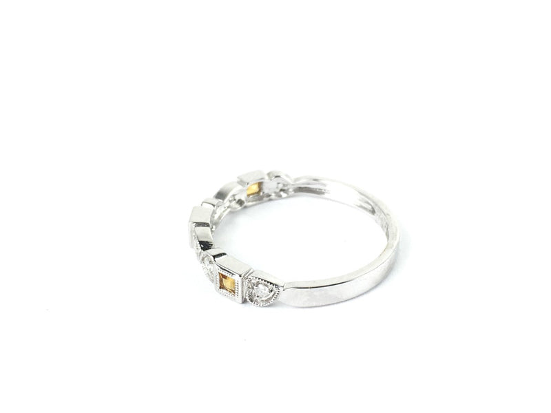 Citrine Lady's Stone & Diamond Ring 5 Diamonds .10 Carat T.W. 10K White Gold