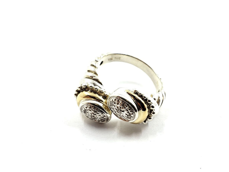 Silver 14kt Diamond Ring 10 Diamonds .10 Carat T.W. 925 Silver 6.42g