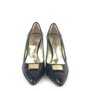 VERSACE BLACK PATENT LEATHER METAL PLATE PUMPS SIZE 40 (US 9)