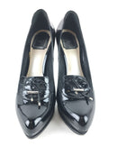 CHRISTIAN DIOR BLACK PATENT LEATHER BOW LOAFER PUMPS