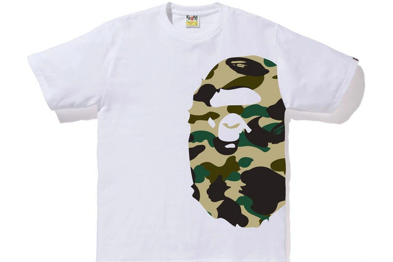 A BATHING APE 1ST CAMO BIG APE HEAD TEE WHITE/YELLOW