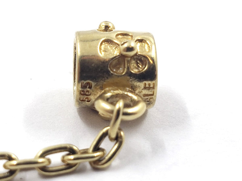 Pandora Gold Flower Safety Chain Charm 14K Yellow Gold 2.69g