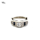 Sapphire Lady's Stone & Diamond Ring 3 Diamonds .70 Carat T.W. 567 White Gold