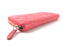 CHANEL LAMBSKIN ZIP AROUND WALLET CORAL